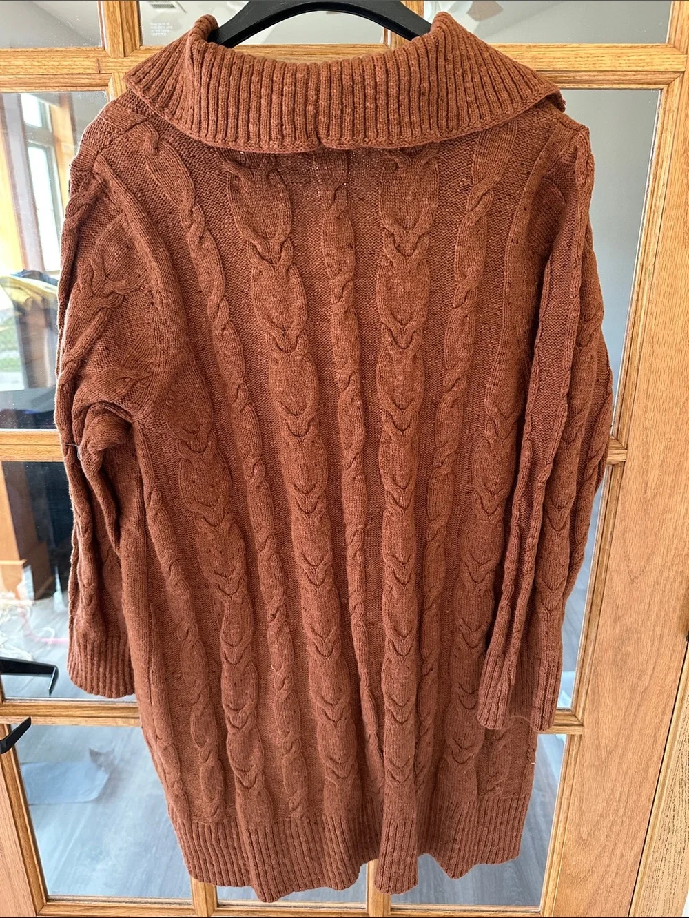 J. Jill Cable-Knit Button Cardigan in Rust